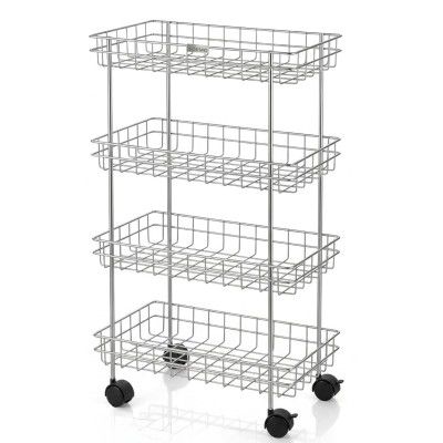 Amazon Brand - Solimo 4-Tier Ventilated Storage with Swivel Wheels| Multipurpose Storage Organizer for Kitchen