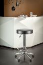 Amazon Brand - Kitchen Bar Stool with Adjustable Height, Metal Base, Chrome Finish, Faux Leather Cushion, Black...