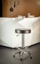 Amazon Brand - Solimo Aber Kitchen Bar Stool with Adjustable Height, Metal Base, Chrome Finish, Faux Leather Cushion, Brown...