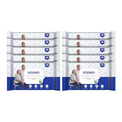 Amazon Brand - Solimo Adult Bed Bath Wipes 100 Wipes Pack of 10 