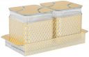 Amazon Brand - Solimo Air-Tight Dry Fruit Container Tray Set With Lid & Serving Tray, Airtight Plastic Storage Container Set 500 ml | Set of 2, Golden...