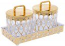 Amazon Brand - Solimo Airtight Dry Fruit Container Set With Tray | Plastic Dry Food Storage | 500ml, Set of 2 (Golden)...