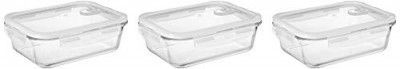 Amazon Brand - Solimo Airtight Glass Container Set (3 Pieces, 1520Ml) - Transparent