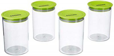Amazon Brand - Solimo Airtight Plastic Storage Container Set (900ml) - 4 pieces (Transparent)