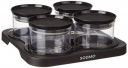Amazon Brand - Solimo Airtight Plastic Storage Container Set, With 4 Containers (500ml) & Serving Tray, BPA Free, Black...