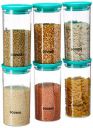 Amazon Brand - Solimo Airtight Plastic Storage Containers, Set of 6 (1,400 ml each) (Blue)...