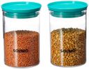 Amazon Brand - Solimo Airtight Plastic Storage Containers, Set of 2 (900 ml each) (Blue)...