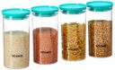 Amazon Brand - Solimo Airtight Plastic Storage Containers, Set of 4 (1,400 ml each) (Blue)...