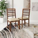 Amazon Brand - Solimo Akimbo Seating Chair with Cushion (Solid Sheesham Wood, Natural Finish, 2 Pieces)...