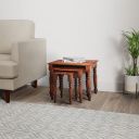 Amazon Brand - Solimo Alamos Solid Sheesham Wood Nesting Table Set of 3 Stools (Natural Finish)...