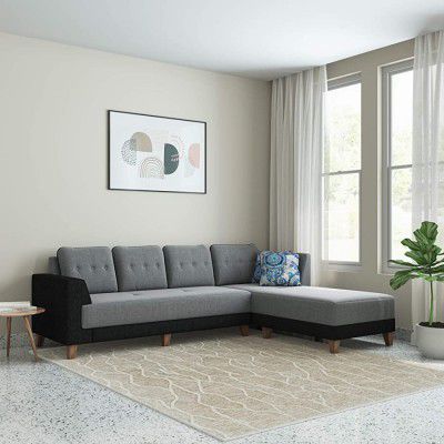 Amazon Brand - Solimo Alen Fabric 6 Seater RHS L Shape Sofa