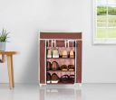 Amazon Brand - Solimo Alloy Steel Foldable Shoe Rack, 4 Layer, Brown, Economy...