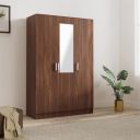 Amazon Brand - Solimo Altamore Engineered Wood 3 Door Wardrobe with Drawer and Mirror (Walnut Finish)...