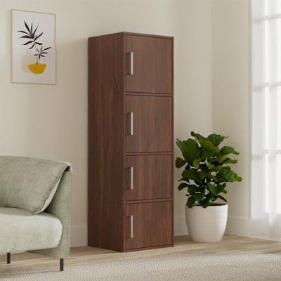 Amazon Brand - Solimo Altamore Engineered Wood 4 Tier Storage Cabinet (Walnut Finish)