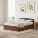 Amazon Brand - Solimo Altamore Engineered Wood Queen Bed with Box Storage (Walnut Finish)...