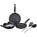 Amazon Brand - Solimo Aluminium 6 Piece Non-Stick Cookware Set with Detachable Handle...