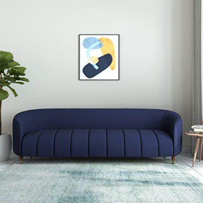 Amazon Brand - Solimo Anis 3 Seater Sofa (Fabric, Navy Blue)