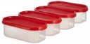 Amazon Brand - Solimo Antimicrobial Modular Plastic Storage Containers with Lid (525 ml each) (Set of 4) (Light Red)...