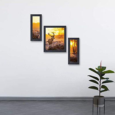 Amazon Brand - Solimo Antler Painting with Frame, Set of 3