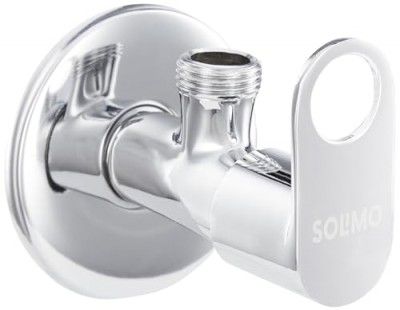 Amazon Brand - Solimo Aquaflex Angle Cock/Valve for Bathroom/Kitchen with Wall Flange, Durable, Elegant Design (Brass, Chrome Finish)