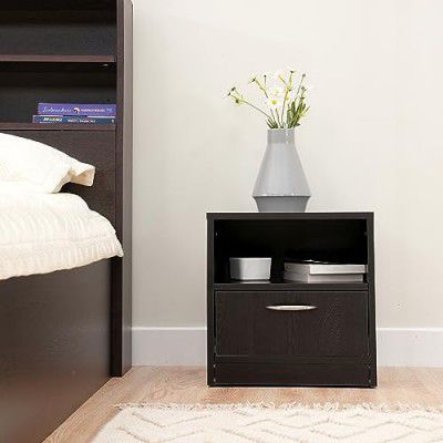 Amazon Brand - Solimo Aquilla Engineered Wood Contemporary Bedside Table with Drawer (Wenge)