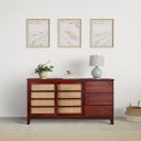 Amazon Brand - Solimo Augustene Solid Sheesham Wood Sideboard with Sliding Door with 3 Drawers (Honey Finish)...