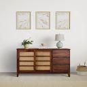 Amazon Brand - Solimo Augustene Solid Sheesham Wood Sideboard with Sliding Door with 3 Drawers (Natural Finish)...