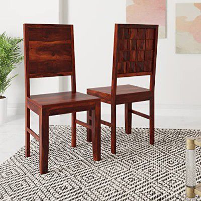 Amazon Brand - Solimo Ava Seating Chair (Solid Sheesham Wood, Honey Finish, 2 Pieces)