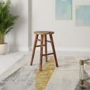 Amazon Brand - Solimo Azare Single Seater Bar Stool with Footrest (Solid Sheesham Wood, Natural Finish)...