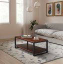 Amazon Brand - Solimo Biaton Coffee Table with Bottom Shelf (Solid Mango Wood and Iron, Natural Finish)...