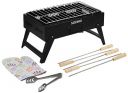 Amazon Brand - Solimo Big Foldable Fuel Powered Charcoal Barbeque Grill With 5 Skewers (Black)...
