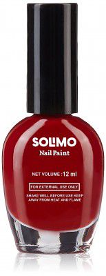 Amazon Brand - Solimo Blood Red Nail Polish, Toxin-Free, Quick Drying, Glossy Finish, 12 ml