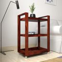 Amazon Brand - Solimo Bodden 3 Tier Movable Wine Rack Bar Trolley (Sheesham Wood, Honey Finish)...