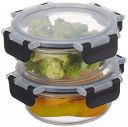 Amazon Brand - Solimo Borosilicate Container 400Ml- Set Of 2,Detachable Lid(Glass), Transparent...