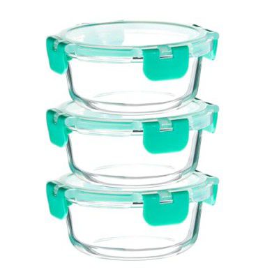 Amazon Brand - Solimo Borosilicate Container with Detachable Lid (440ml Each) | Airtight & Leak-Proof | Freezer, Microwave & Dishwasher Safe (Set of 3)