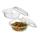 Amazon Brand - Solimo Borosilicate Glass Casserole-cum-Serving Bowl (Deep Round, Set of 2, 650 Ml Each)...