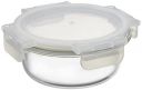 Amazon Brand - Solimo Borosilicate Glass Container with Safe Lock and Transparent Lid, Round (400 ml)...