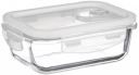 Amazon Brand - Solimo Borosilicate Glass Container With Air-Vent Lid For Kitchen/Tiffin, Rectangle (370 Ml) - Transparent...