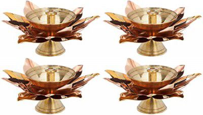 Amazon Brand - Solimo Brass Diya Lamp for Pooja - Decorative Deepak Gifts (Pack of 4)