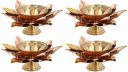 Amazon Brand - Solimo Brass Diya Lamp for Pooja - Decorative Deepak Gifts (Pack of 4)...