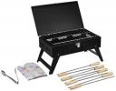 Amazon Brand - Solimo Briefcase Style Foldable Charcoal Barbeque Grill with 8 Skewers (Black)...