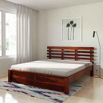 Amazon Brand - Solimo Brus Solid Sheesham Wood King Size Bed (Honey Finish)
