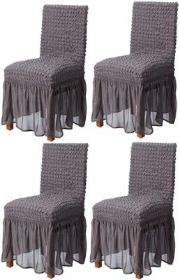 Amazon Brand - Solimo Bubble Chair Cover with Skirt Polyester and Spandex Fabric | Pack of 4 (Grey)