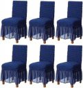 Amazon Brand - Solimo Bubble Chair Cover with Skirt Polyester and Spandex Fabric | Pack of 6 (Blue)...
