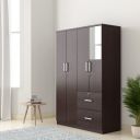 Solimo Cabelli Engineered Wood 2 Door Wardrobe with 2 Drawers and Mirror (Asian Walnut Finish)...