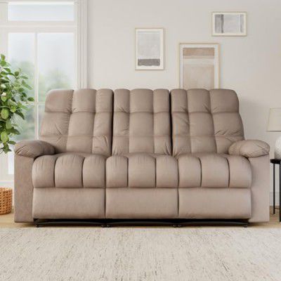 Amazon Brand - Solimo Capri 3 Seater Fabric Recliner (Mocha)
