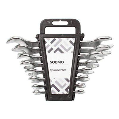 Amazon Brand - Solimo Carbon Steel Double Ended Open Jaw Spanner Set (Pack of 8)