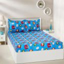 Amazon Brand - Solimo Cartoon 120 TC Cotton Double Bedsheet (Blue)...