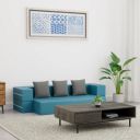 Amazon Brand - Solimo Casaan 3 Seater Foldable Sofa Cum Bed (PU Foam with Fabric, Blue, 75x48x10 inches)...