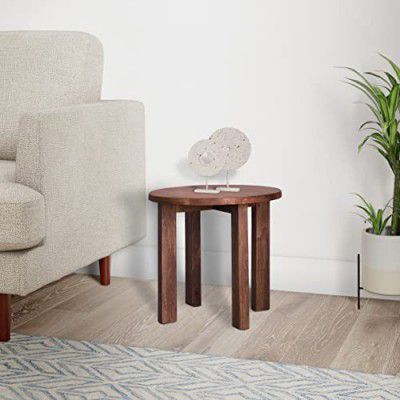 Amazon Brand - Solimo Ceibo Durable Round Bedside Table (Mango Wood with Natural Finish)